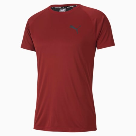 Slim Fit Men's Training Tee, Red Dahlia, small-SEA