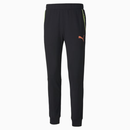 RTG Knitted Men's Pants, Puma Black-Fusion Coral, small-PHL