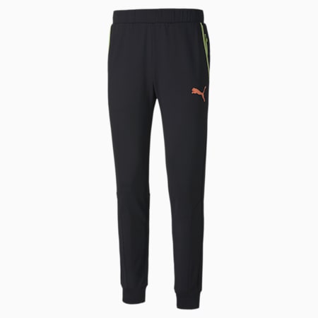 RTG Knitted Men's Pants, Puma Black-Fusion Coral, small-SEA