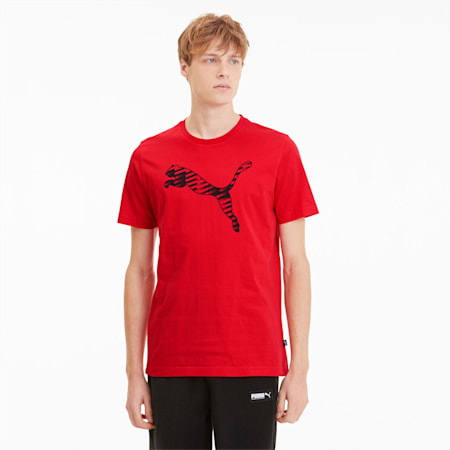 Cat Brand Logo Men's Tee, High Risk Red, small-SEA