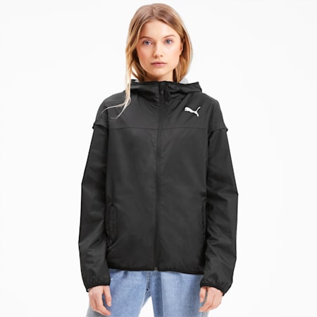 Essentials Hooded Women's Windbreaker, Puma Black, small-SEA