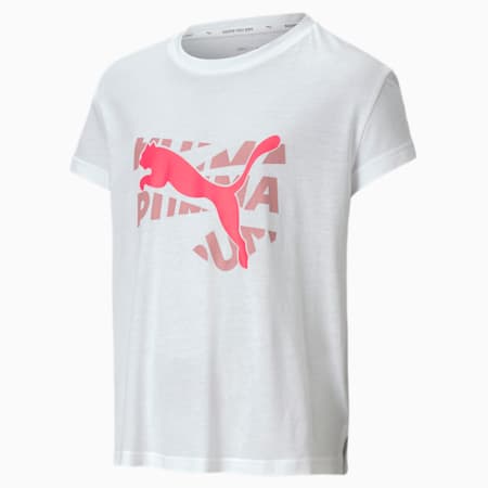 Modern Sports Logo Youth Tee, Puma White-Glowing Pink, small-GBR
