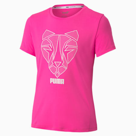 Runtrain dryCELL Girl's T-Shirt, Luminous Pink, small-IND