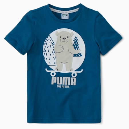 Animals Suede Kids' T-Shirt, Digi-blue, small-IND