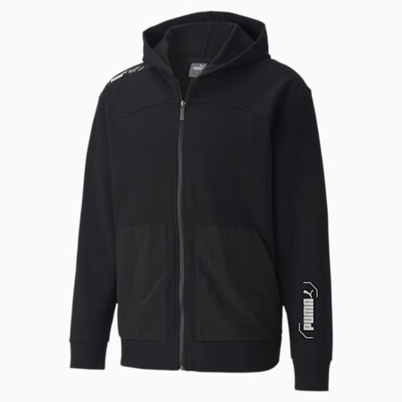 NU-TILITY Full Zip Men's Hoodie, Puma Black, small-SEA