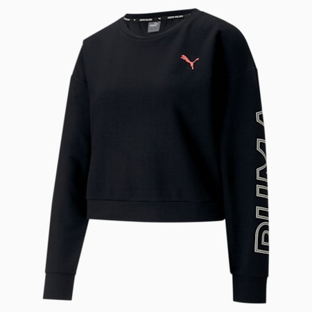 Modern Sports Women's Sweatshirt, Puma Black-Salmon Rose, small-SEA