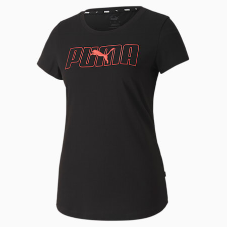 Rebel Graphic Women's T-Shirt, Puma Black-Nrgy Peach, small-IND