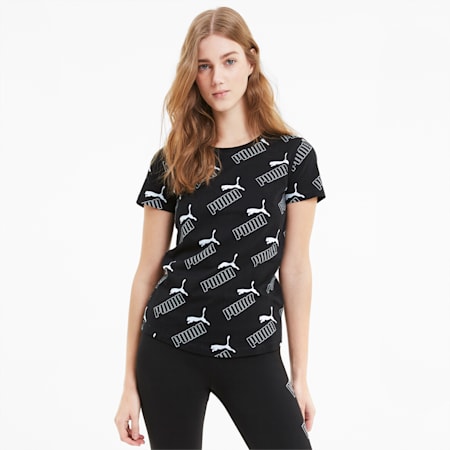 Amplified Printed Women's Tee, Puma Black, small-SEA