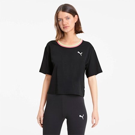 PUMA Celebration Women's Style Tee, Cotton Black, small-SEA