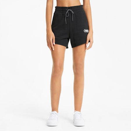 Rebel High Waist Women's Shorts, Puma Black, small-PHL