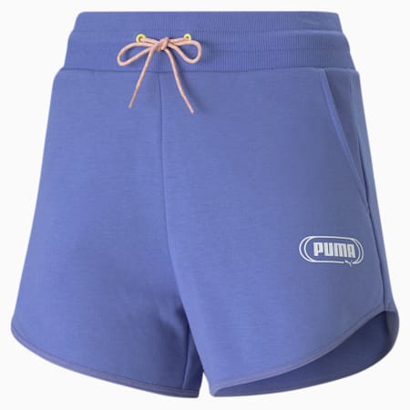 Rebel High Waist Women's Shorts, Hazy Blue, small-SEA