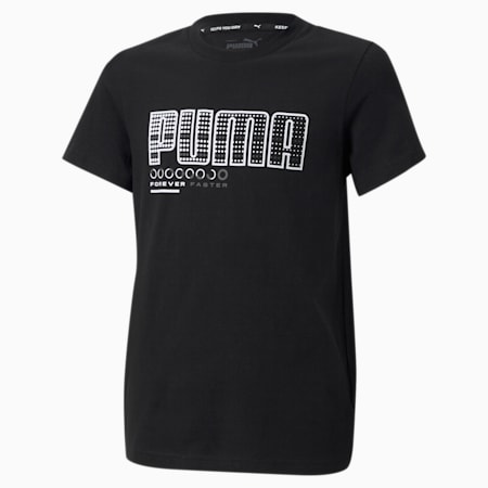 Active Sports Graphic Youth Tee, Puma Black-wording, small-SEA
