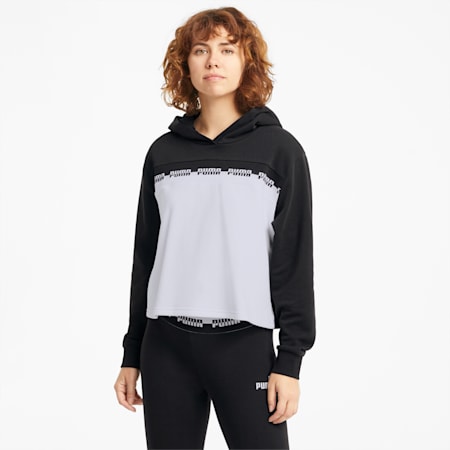 Amplified Cropped Women's Hoodie, Puma Black, small-SEA