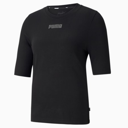 Modern Basics Women's Slim T-shirt, Puma Black, small-IND