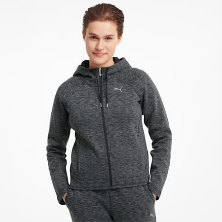 Evostripe Full-Zip Women's Hoodie, Puma Black-Heather, small-SEA