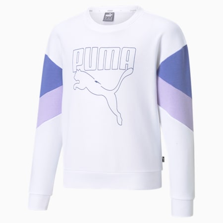 Rebel Crew Neck Youth Sweater, Puma White, small-AUS
