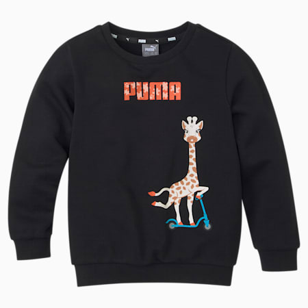Paw Crew Neck Kids' Sweatshirt, Puma Black, small-SEA