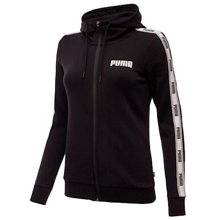 Tape French Terry Full-Zip Women's Hoodie, Cotton Black, small-PHL