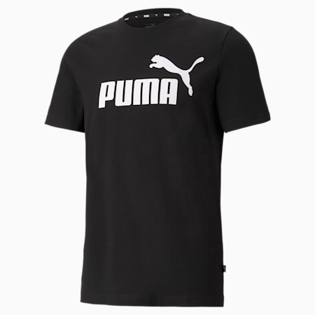 Essentials Men's Logo Tee, Puma Black, small-NZL