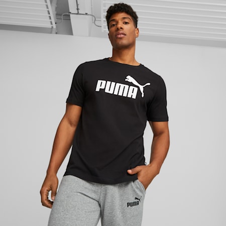 Essentials Logo Men's Tee, Puma Black, small-AUS