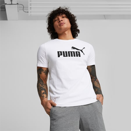 Essentials Logo Herren T-Shirt, Puma White, small