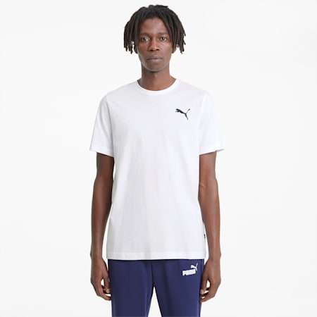 Essentials Small Logo Tee Men, Puma White-Puma White-Cat, small-PHL