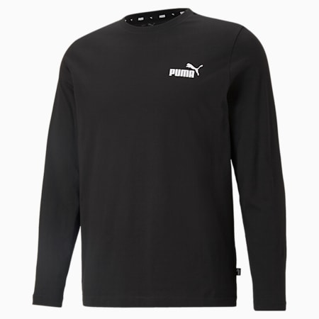 Essentials Long Sleeve Men's Tee, Puma Black, small-PHL