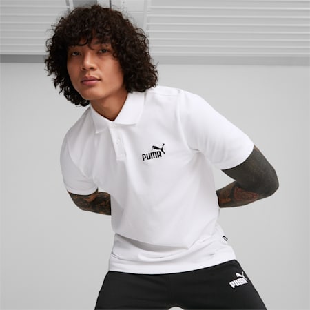 Essentials Pique Polo Shirt Men, Puma White, small-PHL