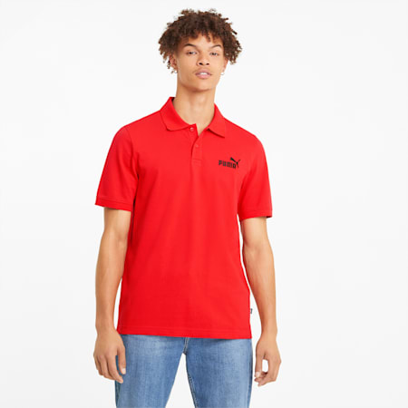 Essentials Pique Men's Polo Shirt, High Risk Red, small-IDN