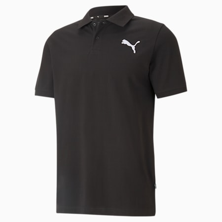 Essentials Pique Men's Polo Shirt, Puma Black-cat, small