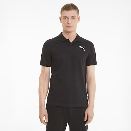 Essentials Pique Men's Polo Shirt, Puma Black-cat, small