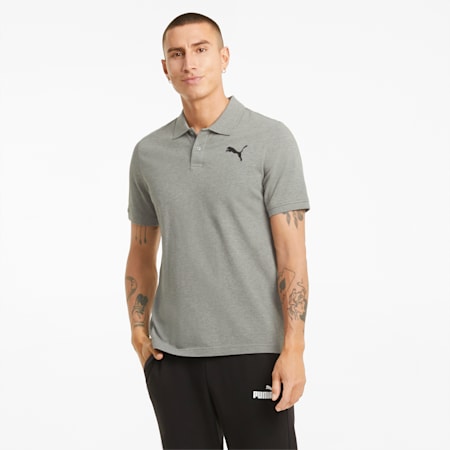 Polo piqué Essentials Homme, Medium Gray Heather-cat, small