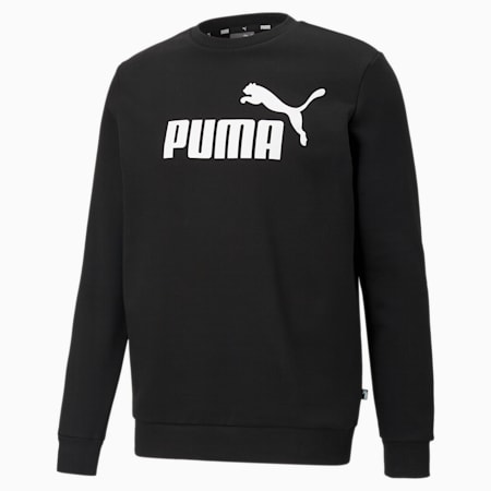 Essentials sweater met ronde hals en groot logo heren, Puma Black, small