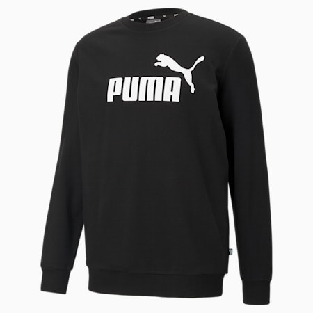 Essentials sweater met ronde hals en groot logo voor heren, Puma Black, small