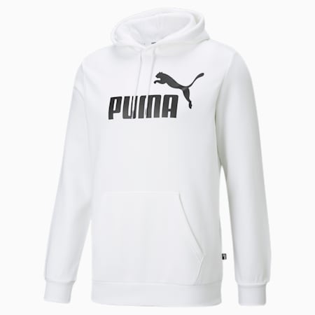 Essentials hoodie met groot logo voor heren, Puma White, small