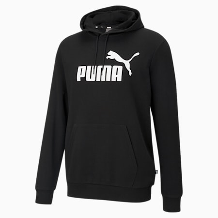 Essentials hoodie met groot logo heren, Puma Black, small
