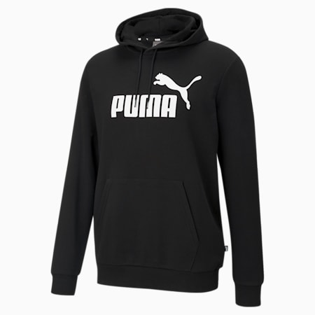 Felpa con cappuccio Essentials con logo grande da uomo, Puma Black, small