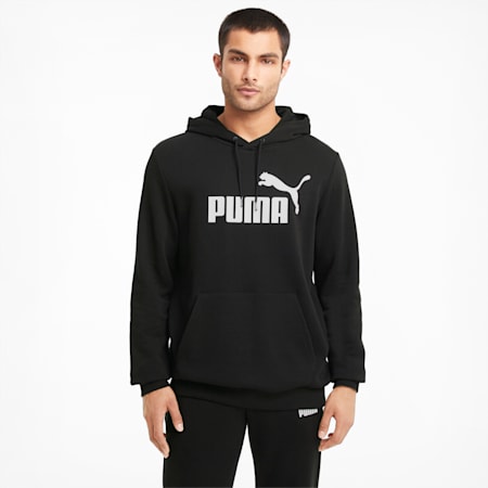 Felpa con cappuccio Essentials con logo grande da uomo, Puma Black, small