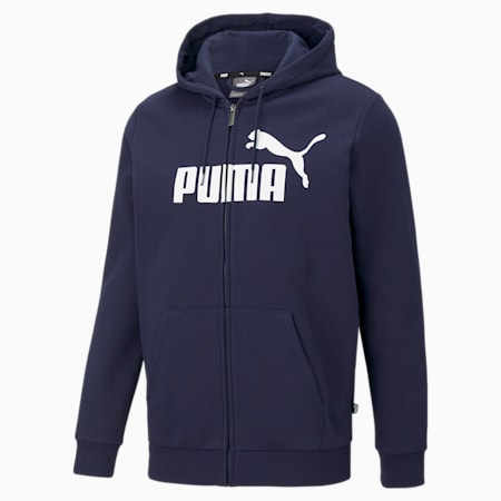 Essentials Big Logo Full-Zip Men's Hoodie, Peacoat, small-AUS