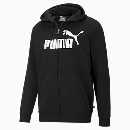 Essentials Big Logo Full-Zip Men's Hoodie, Puma Black, small-SEA