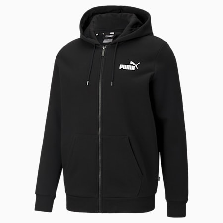 Essentials Full-Zip Logo Men's Hoodie, Puma Black, small