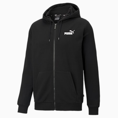 Essentials Small Logo hoodie met rits voor heren, Puma Black, small