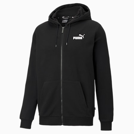 Męska w pełni rozpinana bluza z kapturem Essentials z małym logo, Puma Black, small