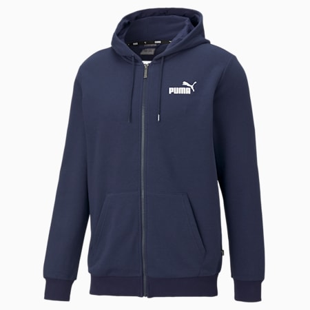 Essentials Small Logo Full-Zip Hoodie Men, Peacoat, small