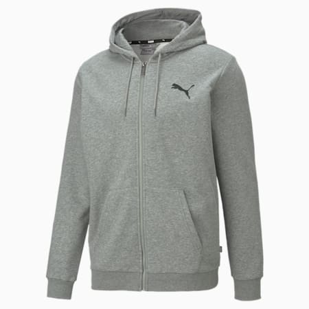 Essentials Small Logo Full-Zip Hoodie Men, Medium Gray Heather-Cat, small-SEA