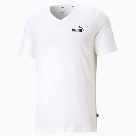 Essentials T-shirt met V-hals heren, Puma White, small