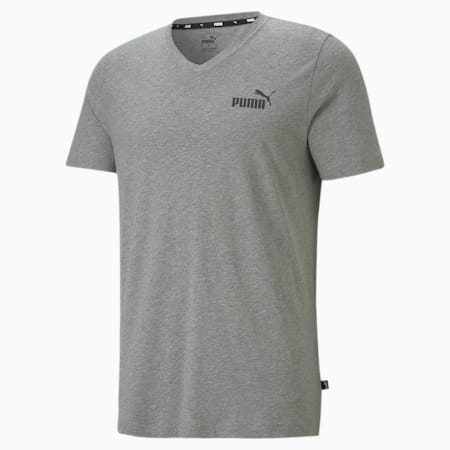 Camiseta con cuello en V Essentials para hombre, Medium Gray Heather, small