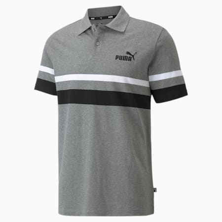 Polo Essentiels à rayures pour homme, Medium Gray Heather, small-DFA