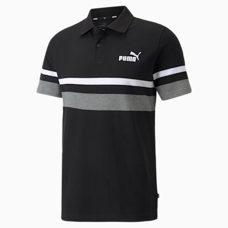 Essentials Stripe Men's Polo Shirt, Puma Black, small-DFA