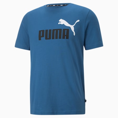 T-shirt con logo bicolore Essentials uomo, Lake Blue, small